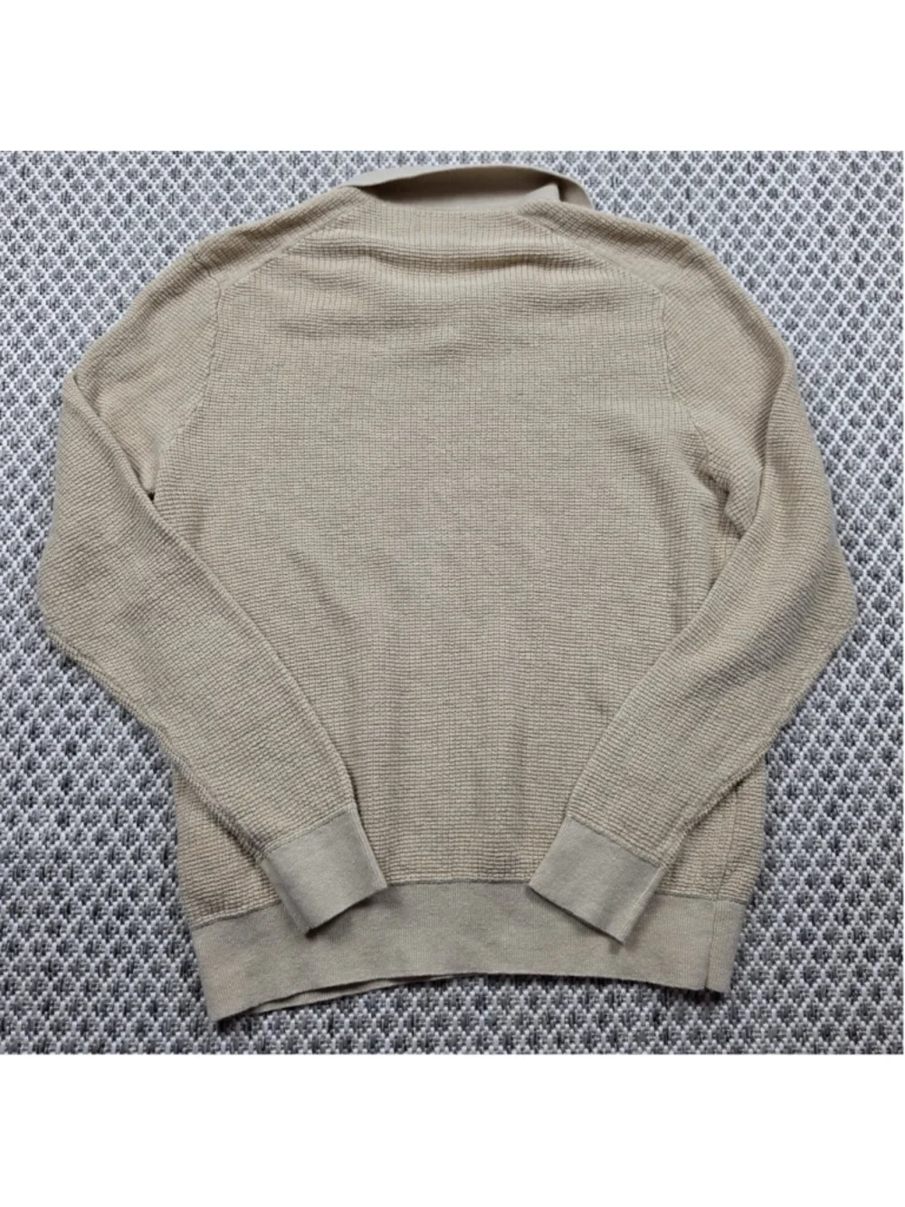 Polo Ralph Lauren Men’s XL 100% Linen Waffle Knit Open Collar Sweater Beige